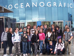 Los alumnos durante su visita a L'Oceanogràfic